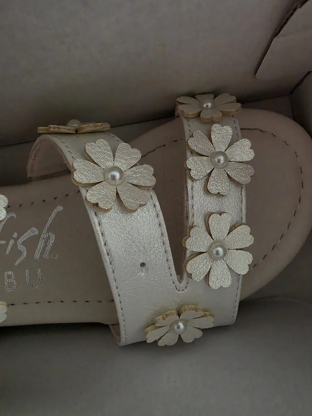Girls Beige Floral Strap Sandals - Bloom Walk